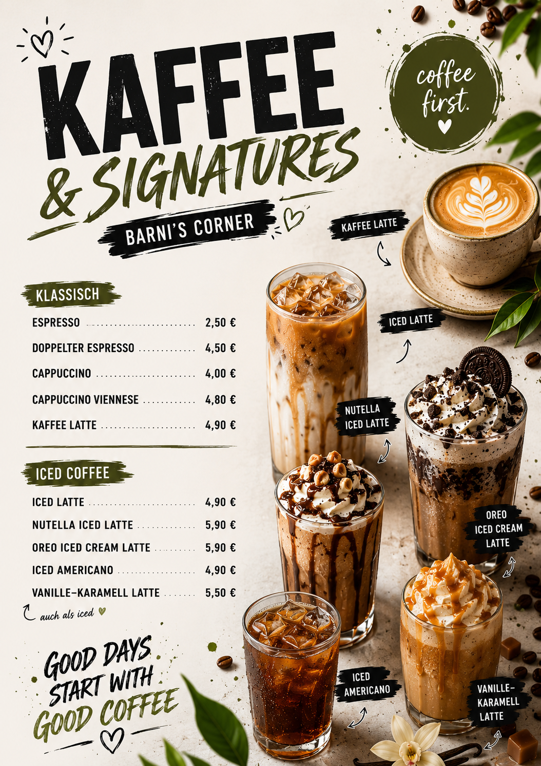 Kaffee Menu